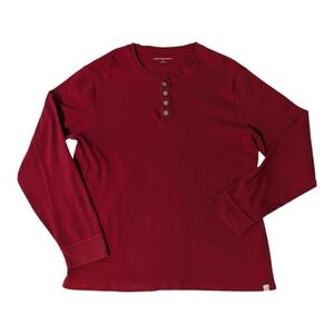 Burts Bees Baby Red Organic Ribbed Cotton Long Sleeve Henley Shirt Men's XL